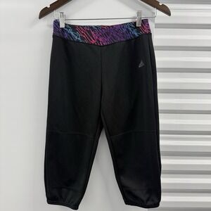 Adidas Climalite‎ Women's Large Black Capri Jogger Pants Colorful Waist